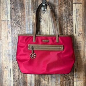 Michael Kors Kempton Small Tote Bag Red Nylon‎ Shoulder Bag Purse